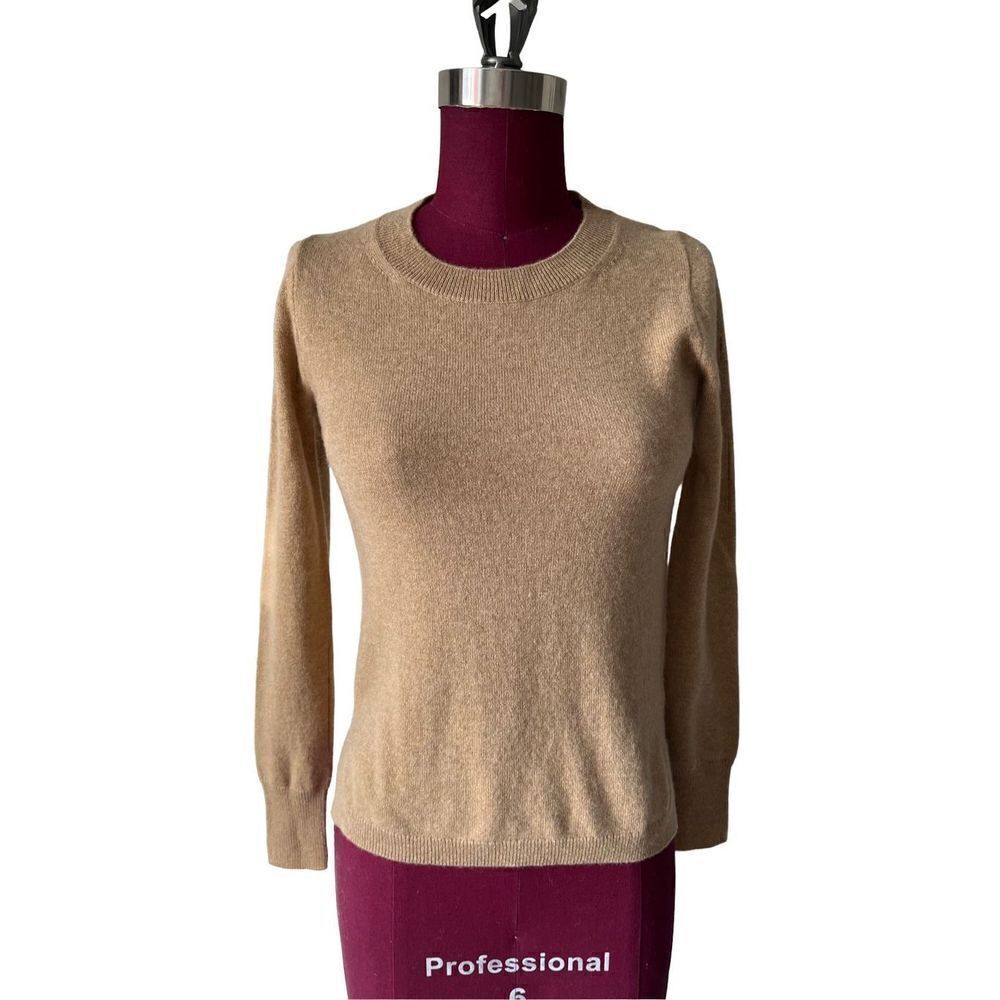 J Crew 100% Cashmere Tan Crewneck Pullover size XXS